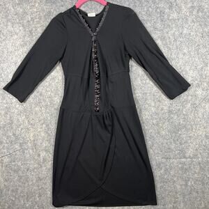 Fredericks of Hollywood Women’s Vintage Black Polyester Dress Knee Length Sz 8